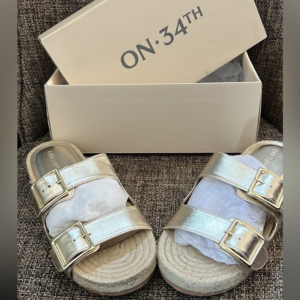 NIB ON 34TH Gold Buckle Milaa Sandals